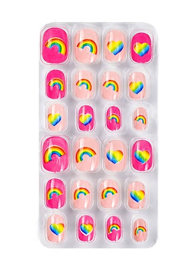 هتك کركس ملصقات الأظافر - أظافر زائفة متعددة الألوان ، 120 قطعة 5 أيام تصميم لطيف نصائح الأظافر للأطفال ضغط على أظافر زائفة مجموعة مانيكير DIY - Image 3